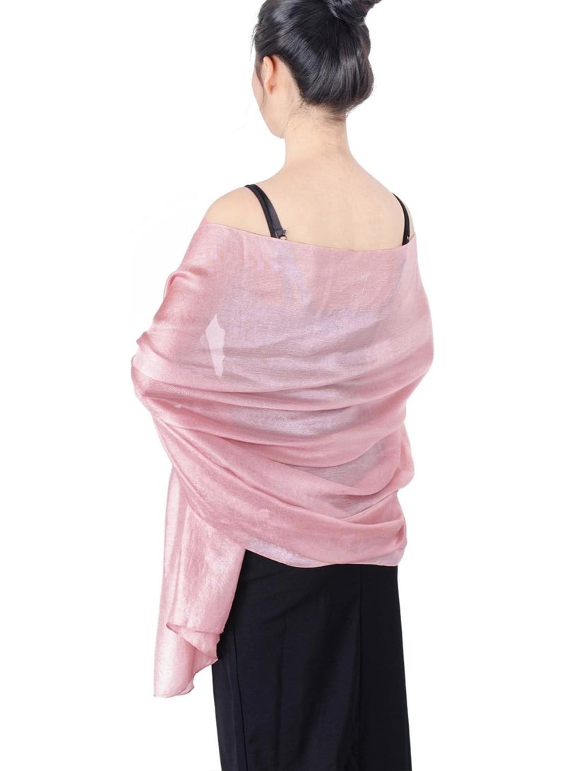 QBSM Womens Large Pink Silky Shawls and Wraps for Bridal Wedding Party Evening Dresses - Image 2